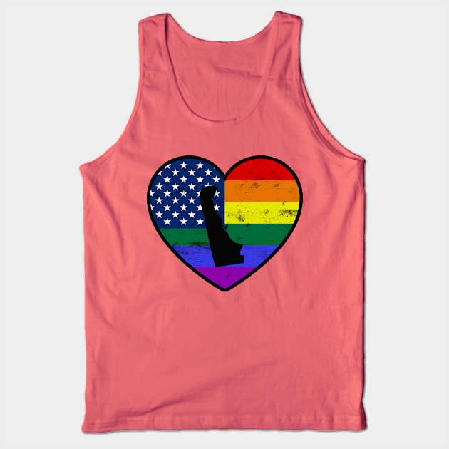 Delaware United States Gay Pride Flag Heart Tank Top by TextTees